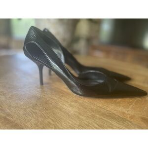 Vintage HYPE Women's  Hand Crafted Patent Leather Pointed Toe Heels Black Size 7